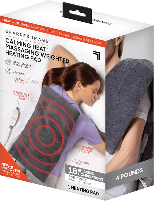 - Sharper Image Calming Heat Pad – Weighted, Massaging & Ultra-Soothing Relief